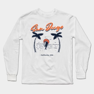 San Diego California USA Summer Beach Surf Long Sleeve T-Shirt
